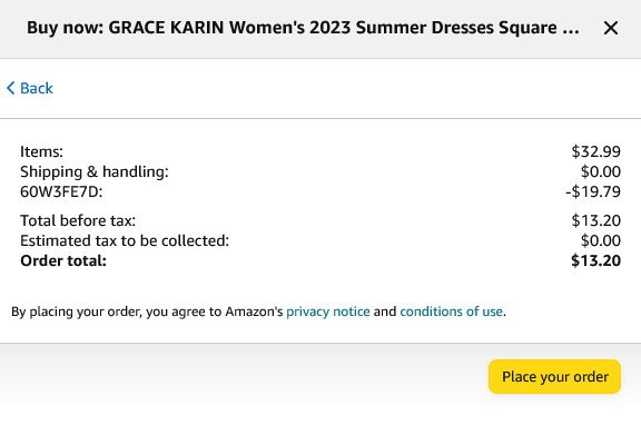 GRACE KARIN Women's 2023 Summer Dresses Square Neck Mini Skirt